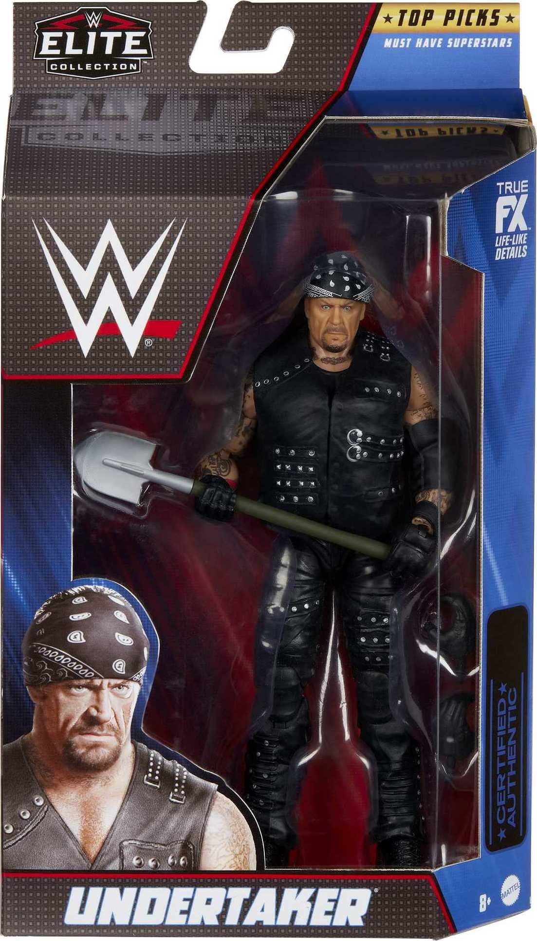 WWE Undertaker Top Picks Elite Collection Action Figure with Boneyard Match Accessories, 6-inch Posable Collectible Gift for WWE Fans Ages 8 Years Old