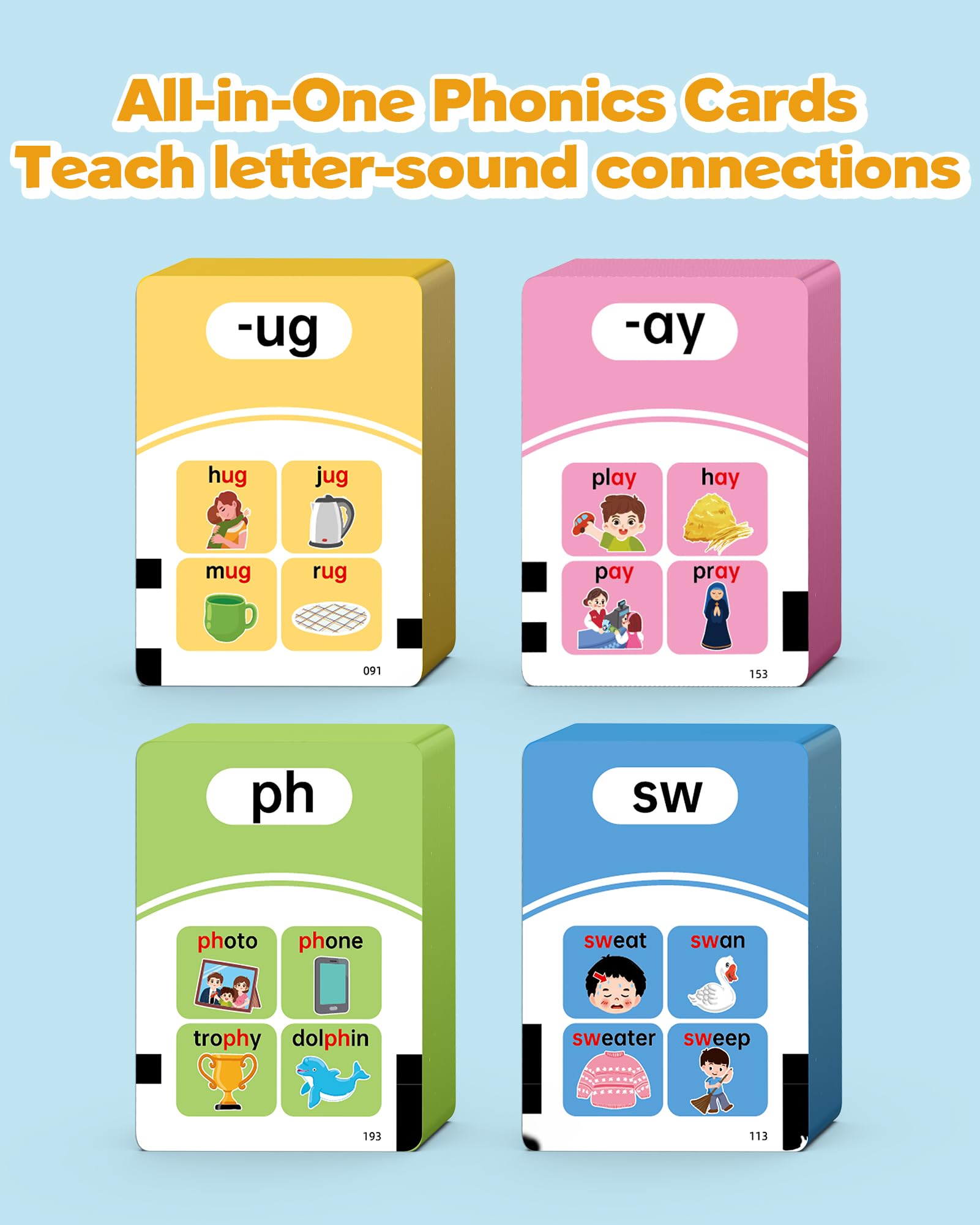 Phonics Talking Flash Cards for Toddlers 3-8, Airbition Learn to Read in 20 Stages, Digraphs CVC Blends Long Vowel Sounds Spelling