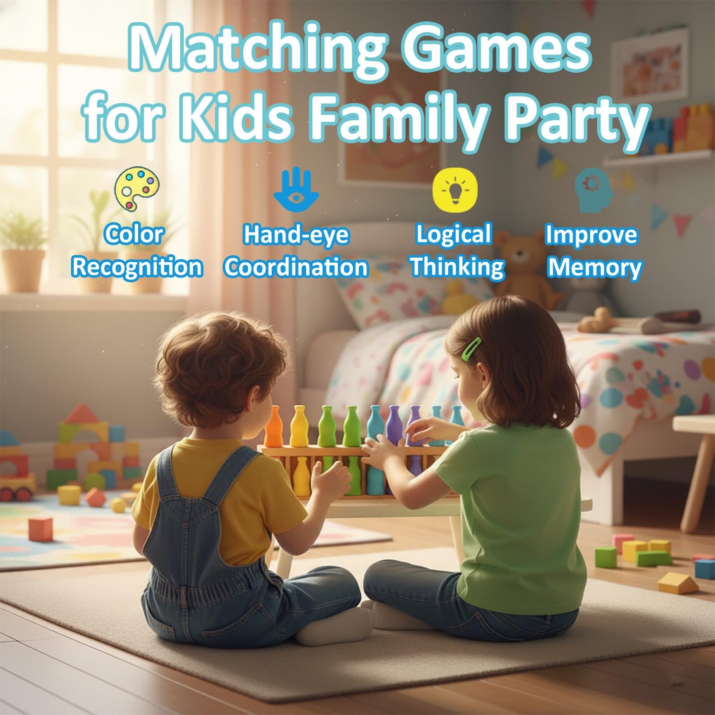 Trozihn Bottle Color Match Game, Fun Family Board Game for Kids 8-12, 2-4 Player Bottle Collision Game for Kids and Adults, Perfect for Travel Camping
