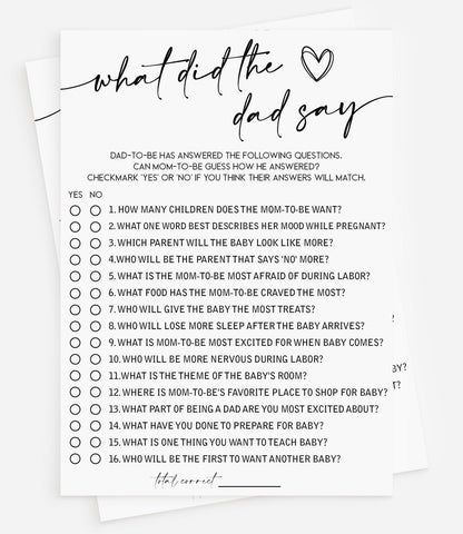All Ewired Up 50 Baby Shower What Did the Dad Say Game (50-Cards) Fun Baby Shower Game Activity, Gender Neutral Boy or Girl, Co-Ed, Minimalist