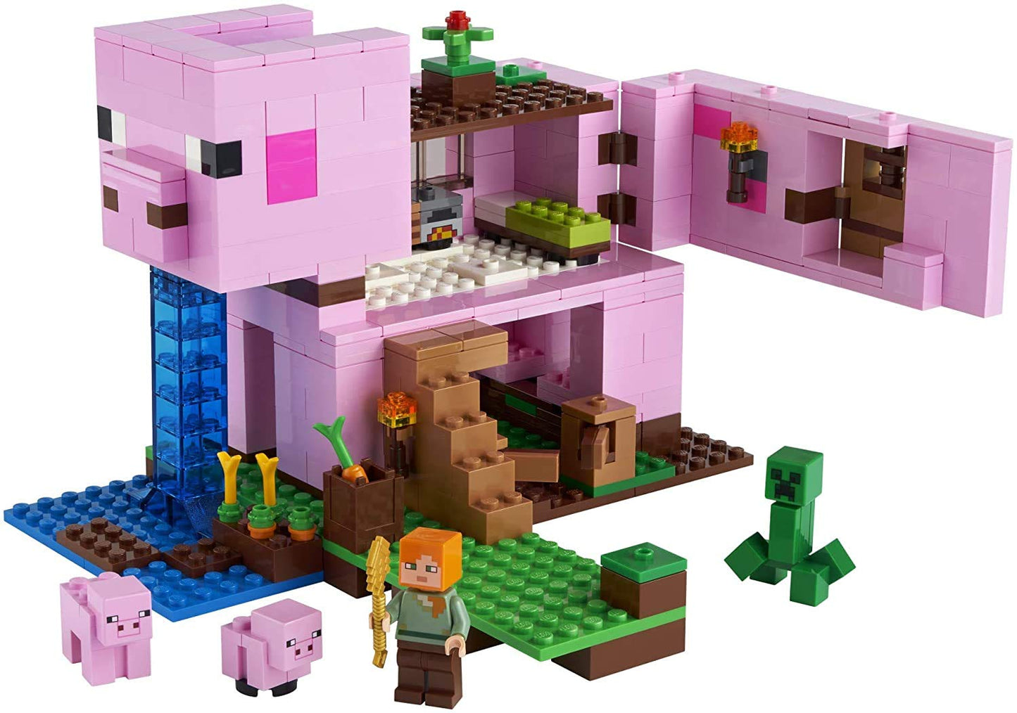 LEGO Minecraft The Pig House, 21170 with Alex, Creeper and 2 Pig Figures, Animal Building Toy, Great Gift for Kids, Boys & Girls Ages 8+