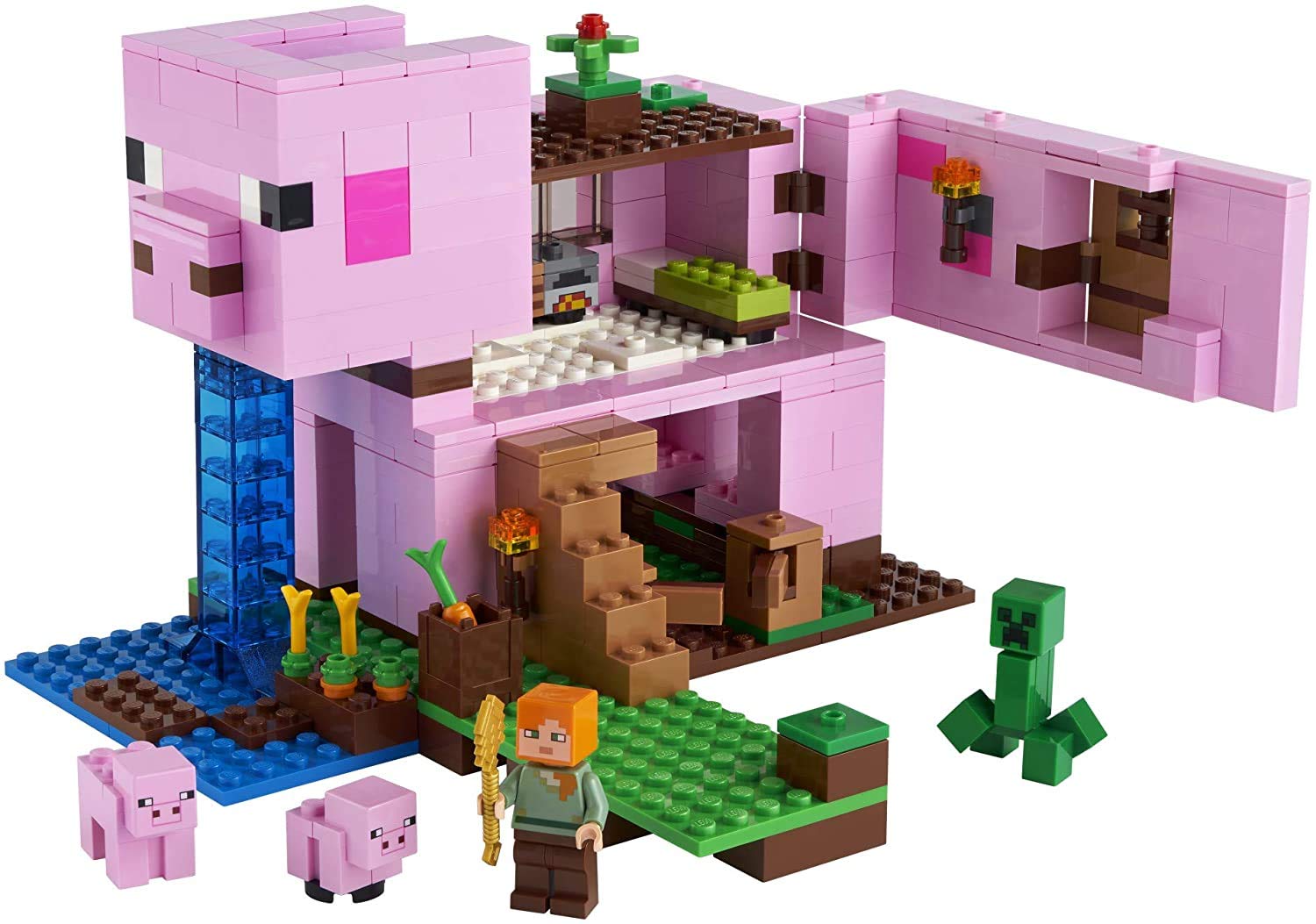 LEGO Minecraft The Pig House, 21170 with Alex, Creeper and 2 Pig Figures, Animal Building Toy, Great Gift for Kids, Boys & Girls Ages 8+