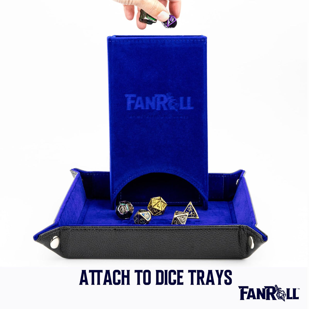 FanRoll Fold Up Dice Tower: Blue, Role Playing Game Dice Accessories for Dungeons and Dragons