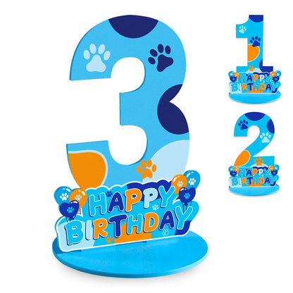 Dog Paw Birthday Party Decorations, Dog Paw Birthday Number Sign Centerpiece, 3rd Table Topper Wooden Centerpiece for Dog Theme 3rd Birthday Supplies