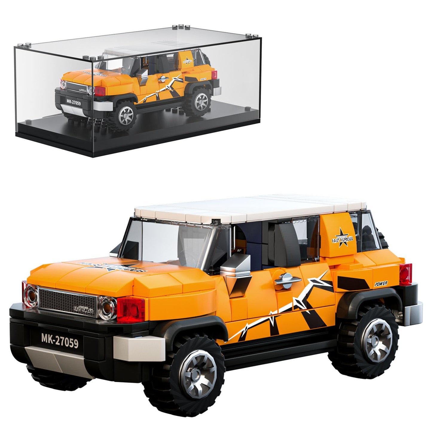 Mould King Speed Champion SUV Building Toys with Display Case, 27059 Model Car Kits, Race Car Building Kit for Adults Kids 8+ (414PCS)