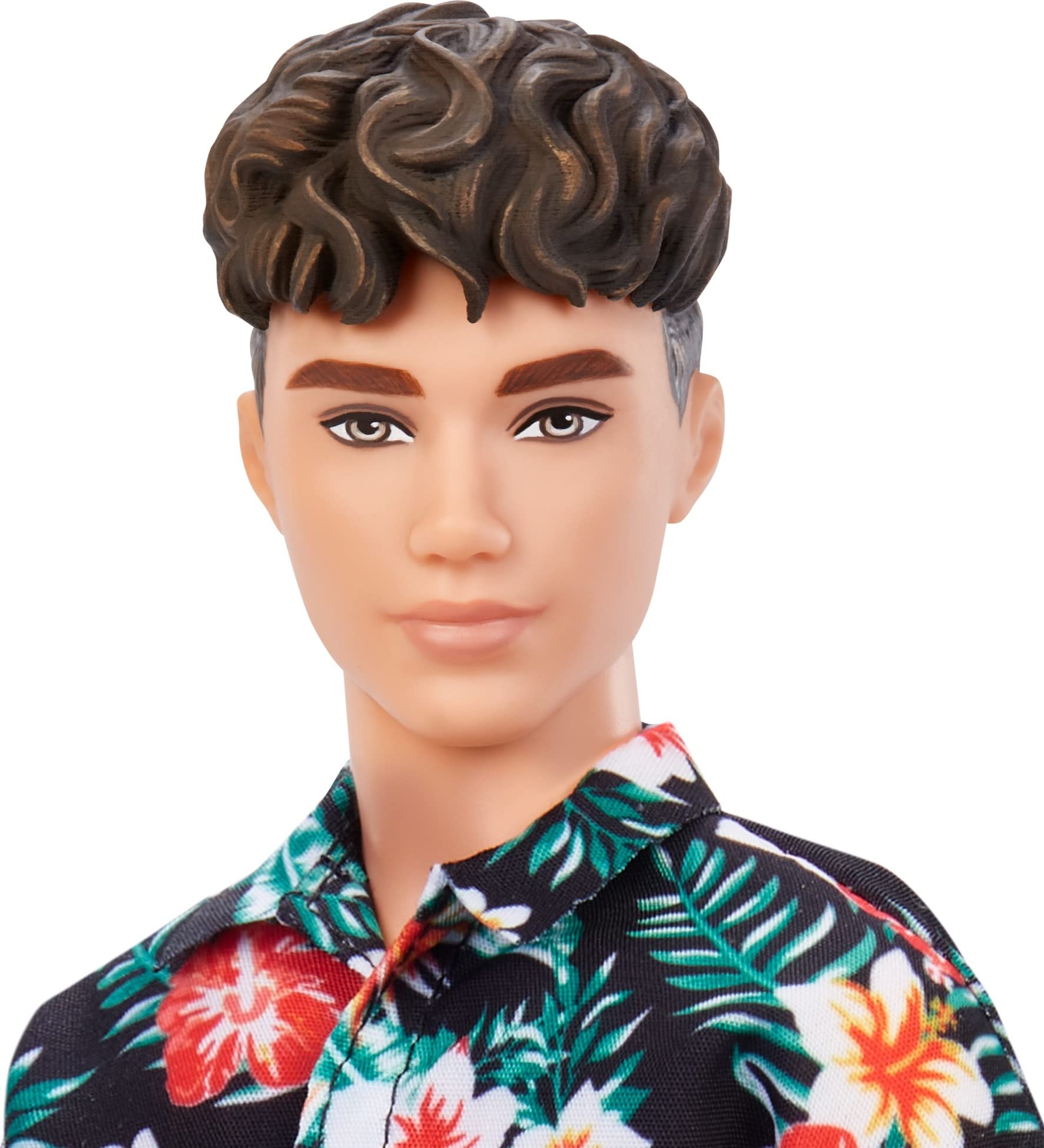 Barbie Fashionistas Ken Doll #184 with Brown Cropped Hair Wearing Hawaiian Shirt, Orange Pants & White Deck Shoes