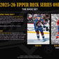 2025/26 Upper Deck Series 1 Hockey Trading Card Tin (Three Young Guns Rookie Cards Per Box)