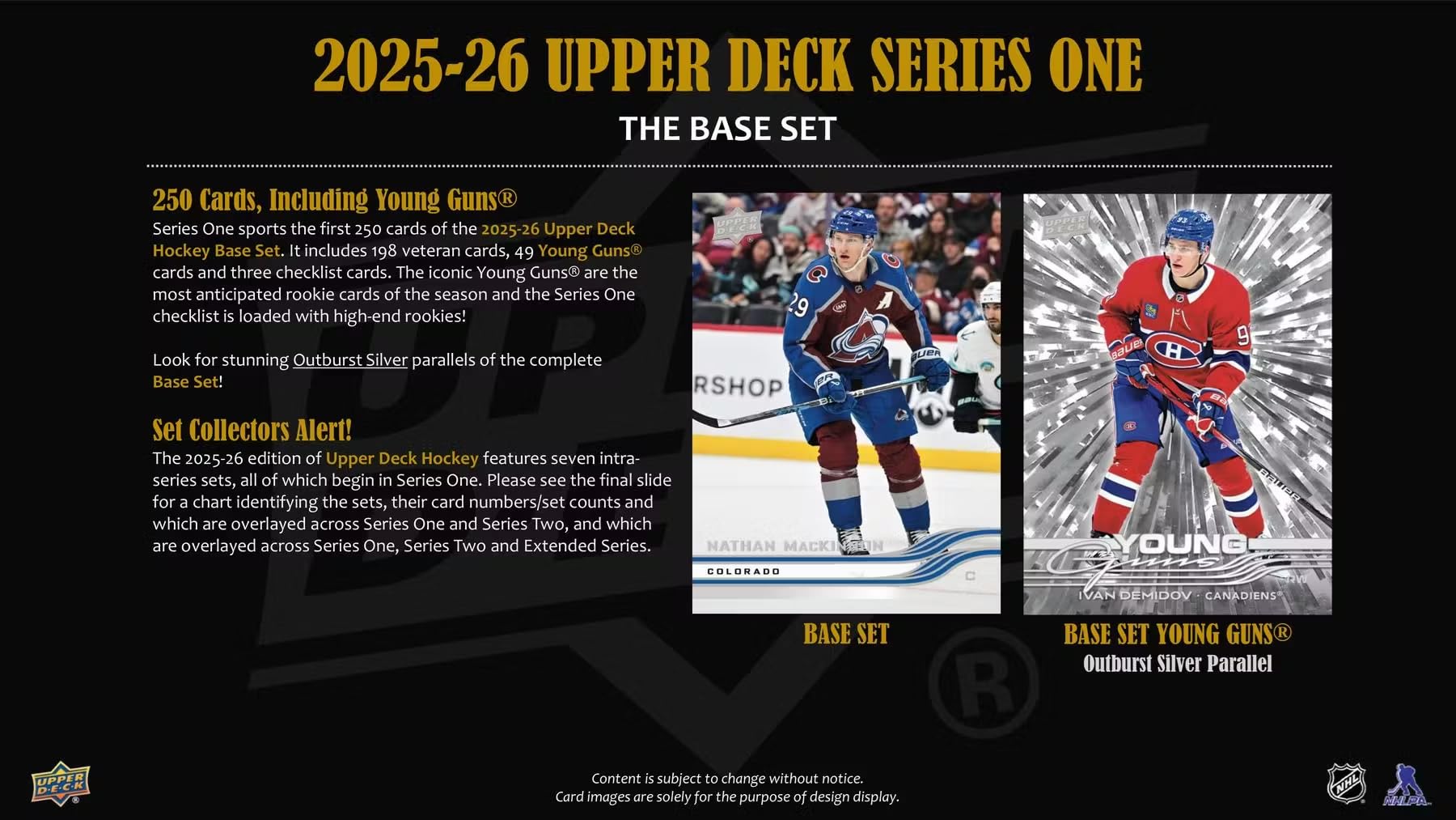 2025/26 Upper Deck Series 1 Hockey Trading Card Tin (Three Young Guns Rookie Cards Per Box)
