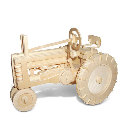 Puzzled 3D Puzzle Farm Tractor Set Wood Craft Construction Model Kit, Fun & Educational DIY Wooden Toy Assemble Model Unfinished Crafting Hobby Puzzle