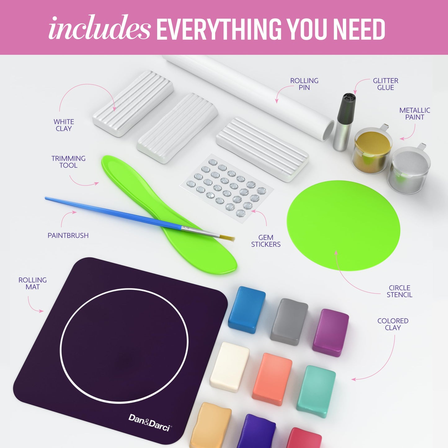 Dan&Darci Craft 'n Clay - Jewelry Dish Making Kit for Kids Ages 8-14 Year Old - Best DIY Arts & Crafts Kits - Birthday Gifts - Creative Toys