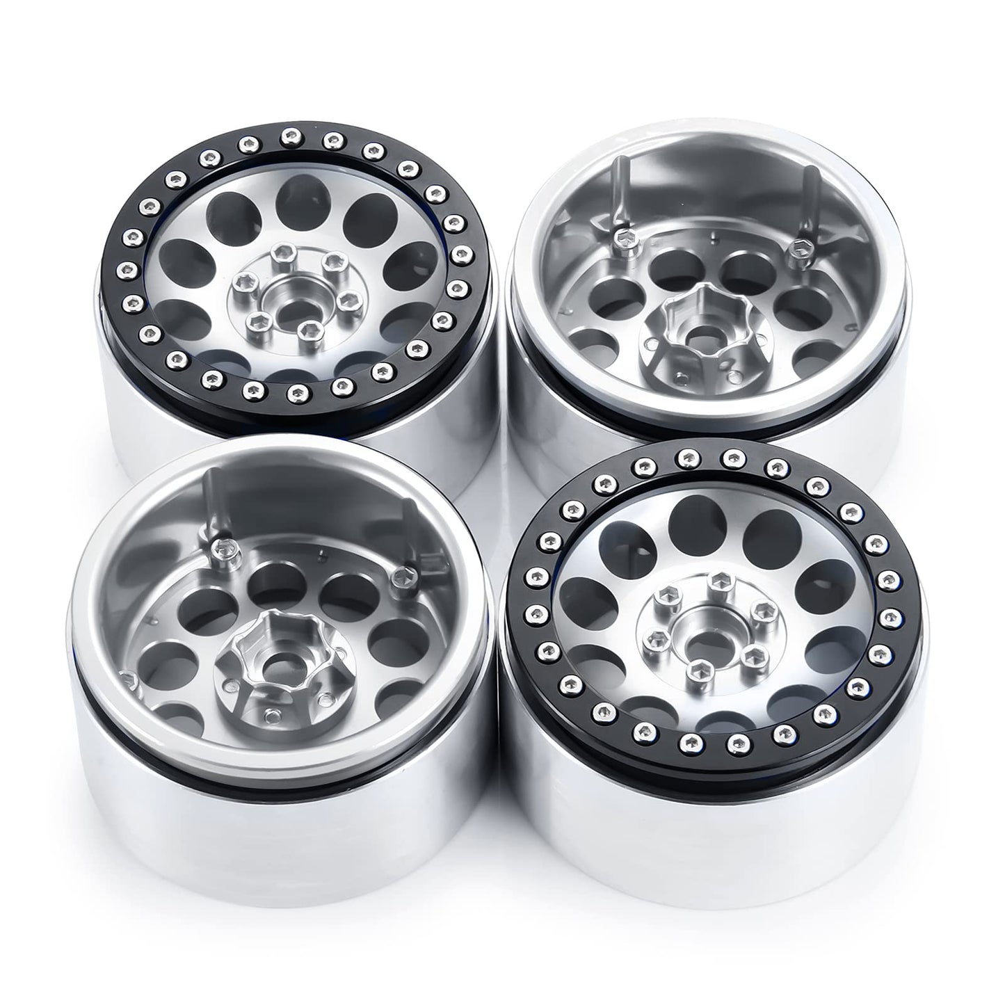 RCLIONS Aluminum 2.2" Beadlock Wheels Rims 35mm for Axial Wraith SCX10 TRX4