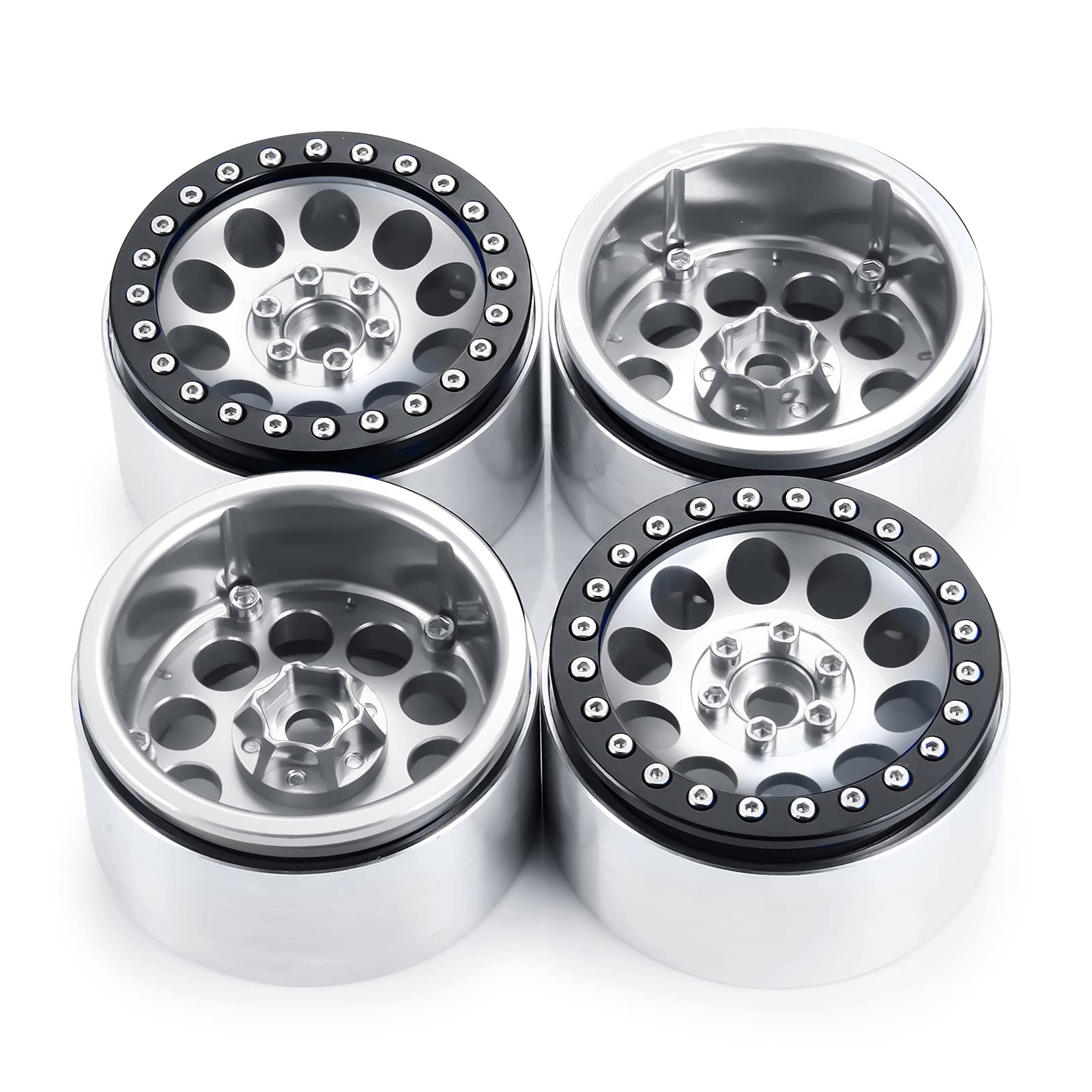 RCLIONS Aluminum 2.2" Beadlock Wheels Rims 35mm for Axial Wraith SCX10 TRX4