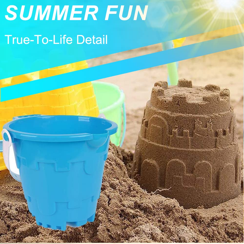 Jumbo Castle Model Beach Gear 7" Large Sand Buckets Pails Beach Water Pool Gardening Bath Toy Environmentally ABS Durable Thick Plastic Complete Gift