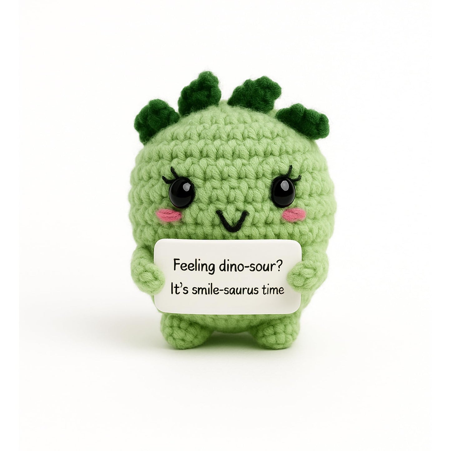 AltrEgo Emotional Support Positive Dashing Dino Crochet Toy, Handmade, with Message Card | Anniversary Birthday Gratitude Couple Mini, Décor