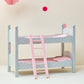 Olivia's Little World 18 in. Doll Wooden Convertible Bunk Bed Stacked on Top or Unstacked as Two Single Beds, Gray with White Polka Dots and Pink