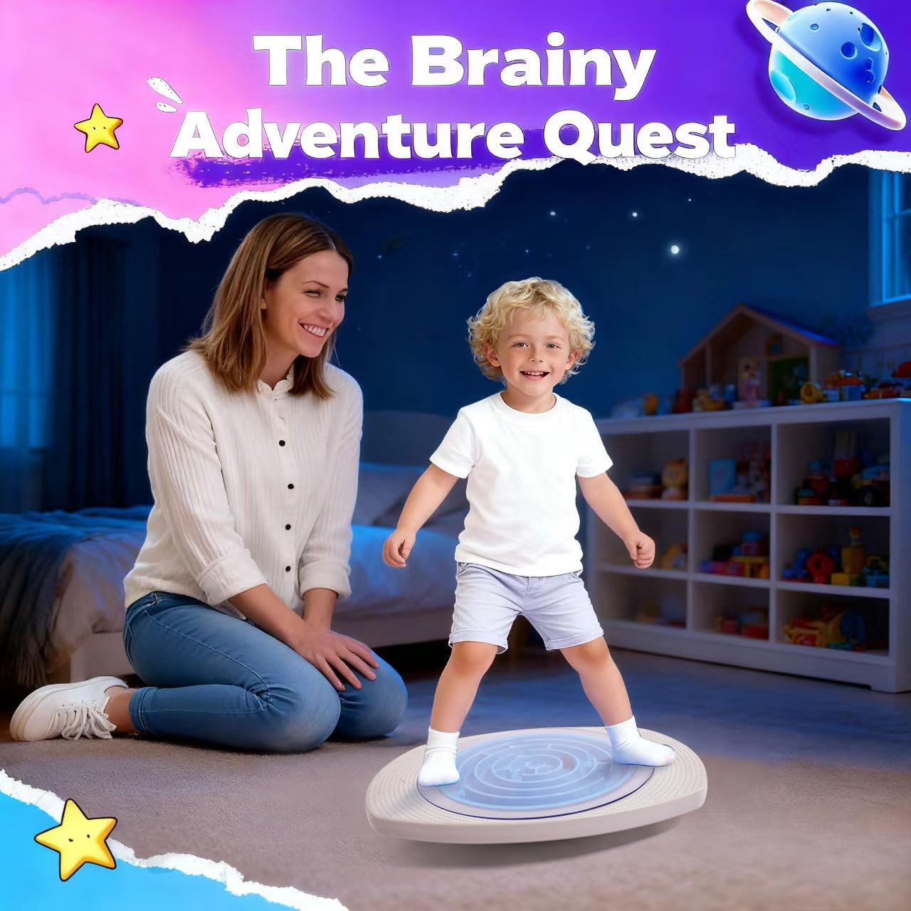 Maze Balance Board for Kids, 3 Replaceable Labyrinth Boards 140lbs Capacity - Sensory Integration & Proprioceptive Training Wobble Board