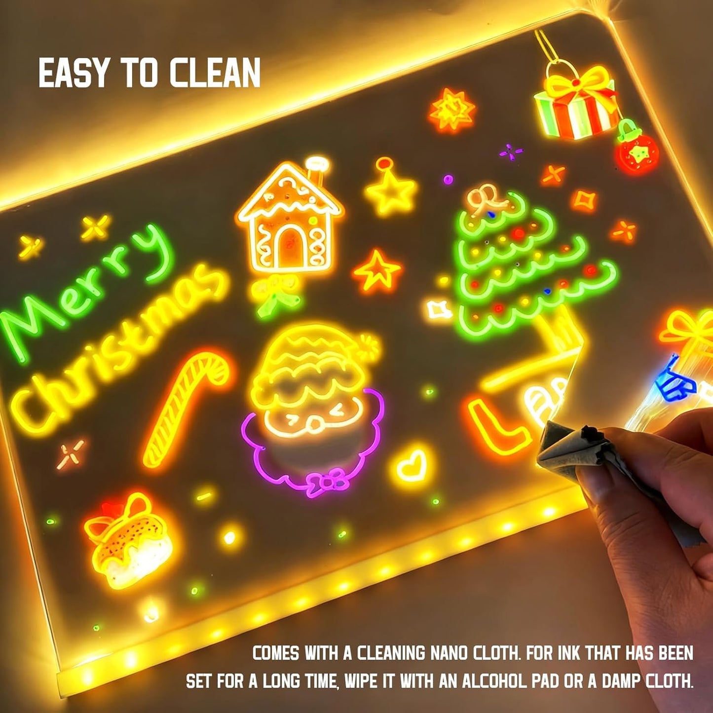 LED Note Board with Colors, Lumiboards Led Drawing Board for Kids, Clear Drawing Board with Light, 12 Inch Light-Up Acrylic Writing Board, Ideal Gift