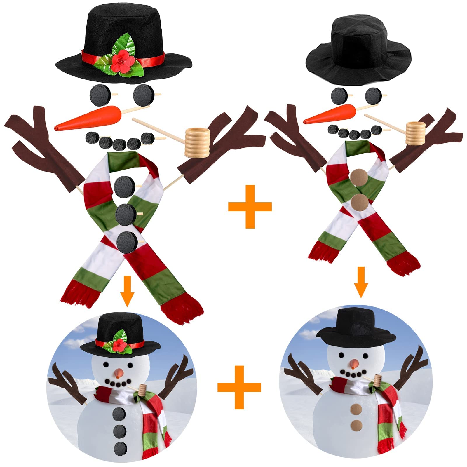 Snowman Kit, 2Pack Christmas Snowman Decorating Making Kit Outdoor Fun Christmas Winter Holiday Party Decoration Gift, Xmas Holiday Winter Party snow