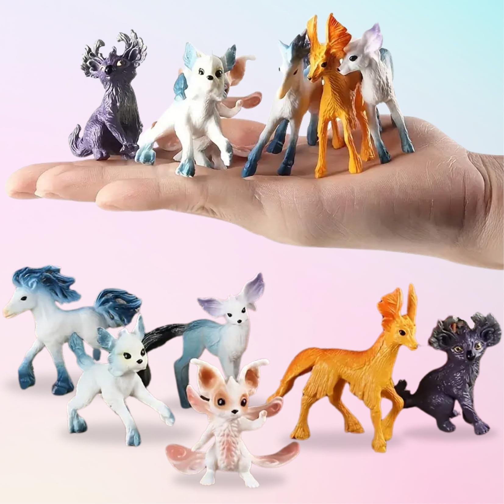 Liberty Imports 12 Pack Fantasy Creatures Figurines Set - Cute Plastic Fairy Animals & Mythical Toy Figures, Mini Unicorn Cake Toppers, Party Favors