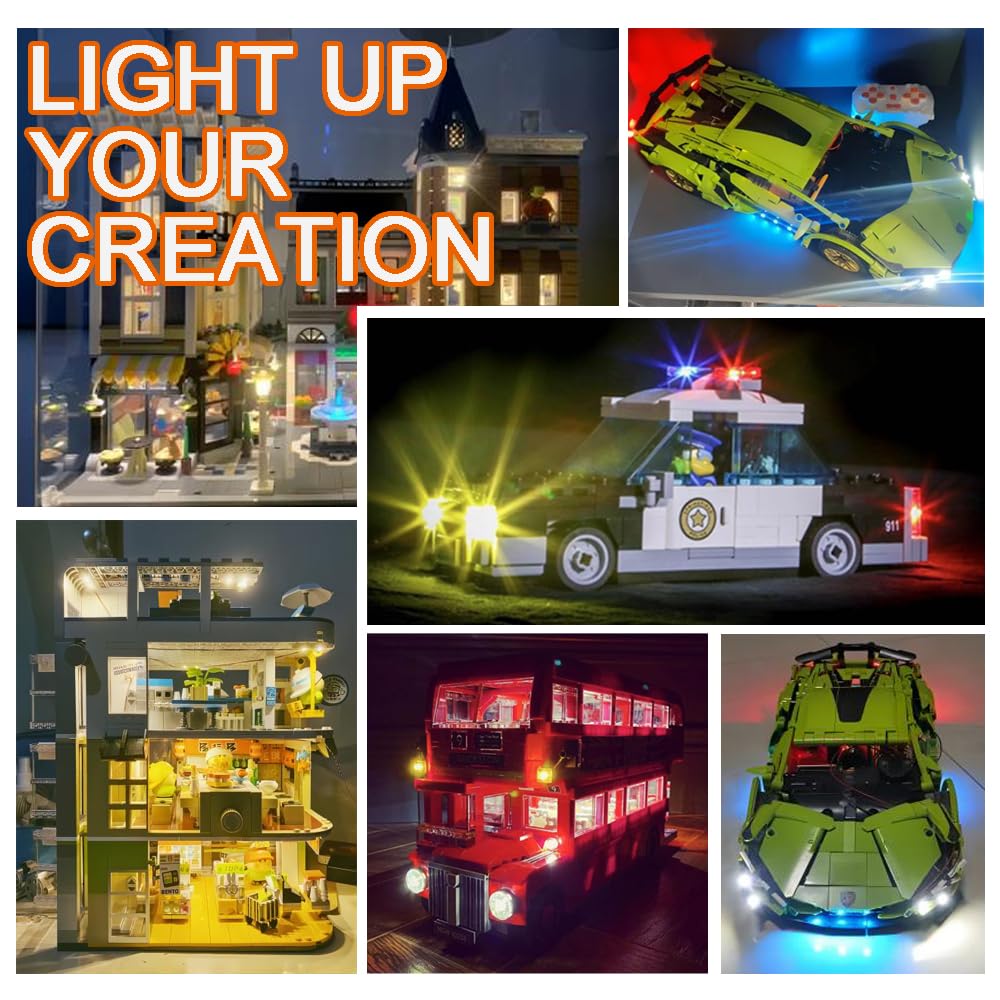 Pasacho Lights Bricks Accessories, LED Light Up Kit Brick Sets, 16pcs Classic Transparent 2x2 2x3 Building Blocks Toys, Compatible with All Major