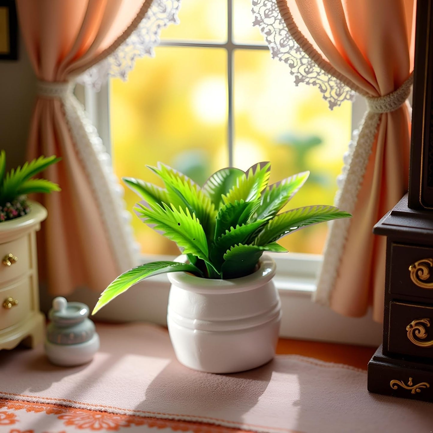 Green Miniature Dollhouse Plant, Mini Potted Plant Flower Model Ornament, DIY Accessories, Shooting Props