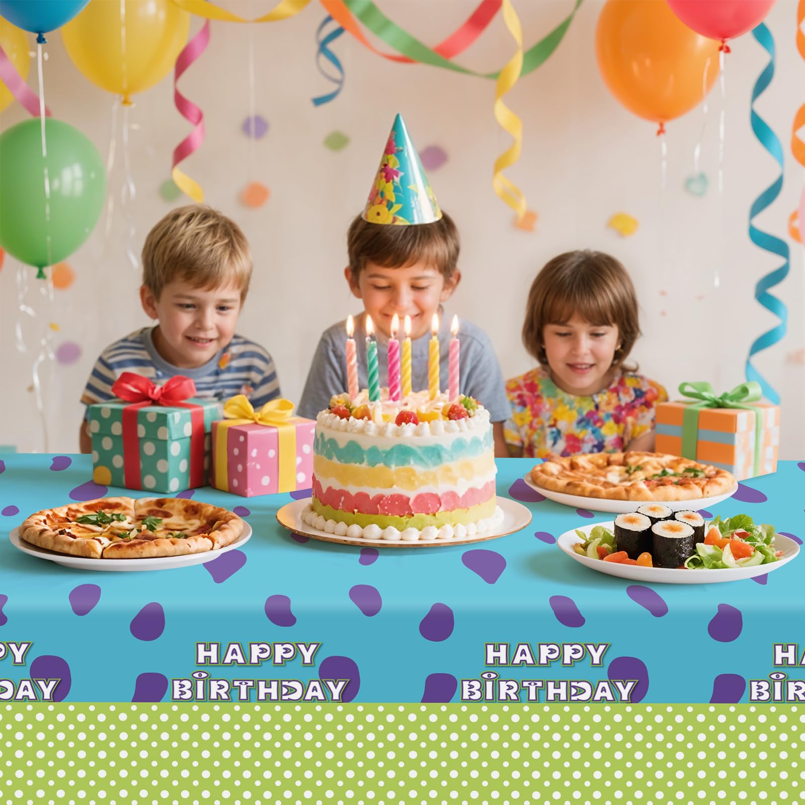 LTplazhi 3PCS Monster Plastic Tablecloths, Disposable Cartoon Party Table Cloths for Kids Birthday Baby Shower Party Decorations Supplies, 54inch x