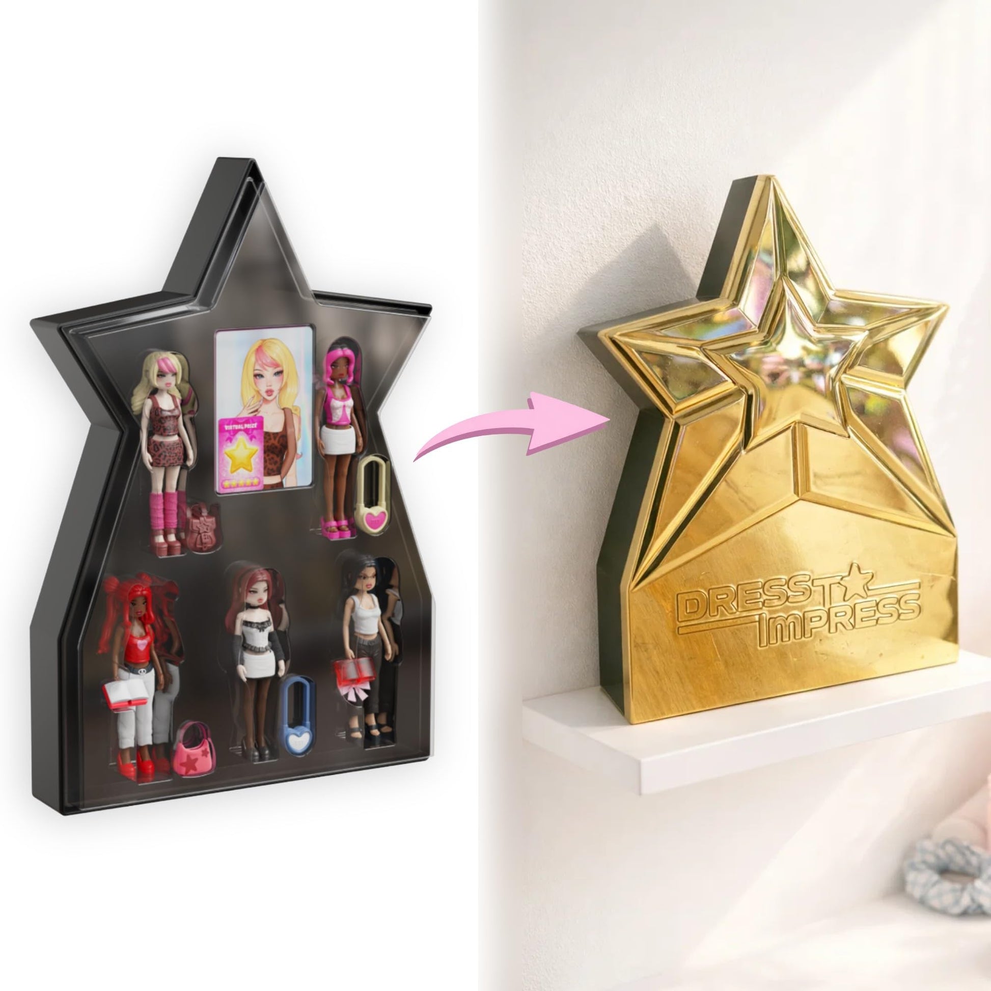 PhatMojo Dress to Impress - Mystery Models - Superstar 5-Pack -Series 1 - Star Storage Case -Small Dolls - Blind Box Collectible Set - Includes DLC