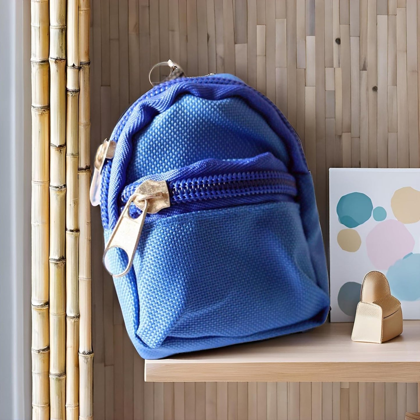 1Pc Blue Mini Doll Backpack School Bag Model Dollhouse School Accessory for 1/6 Scale Dollhouse Décor,Simulation Mini Bag Model,Accessories