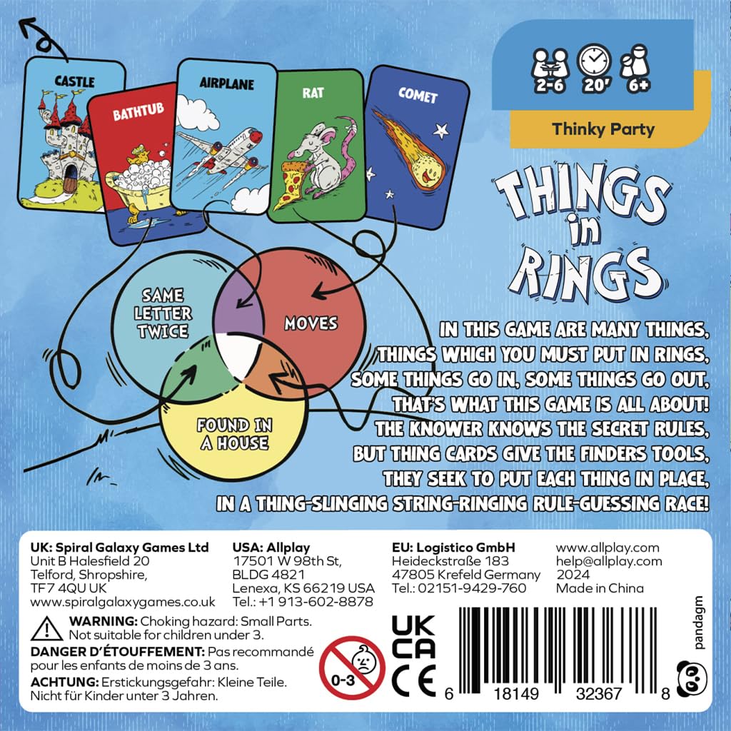 Allplay - Things in Rings Board Game - Small Box Big Game - 2 to 6 Players - 20 Minute Play Time