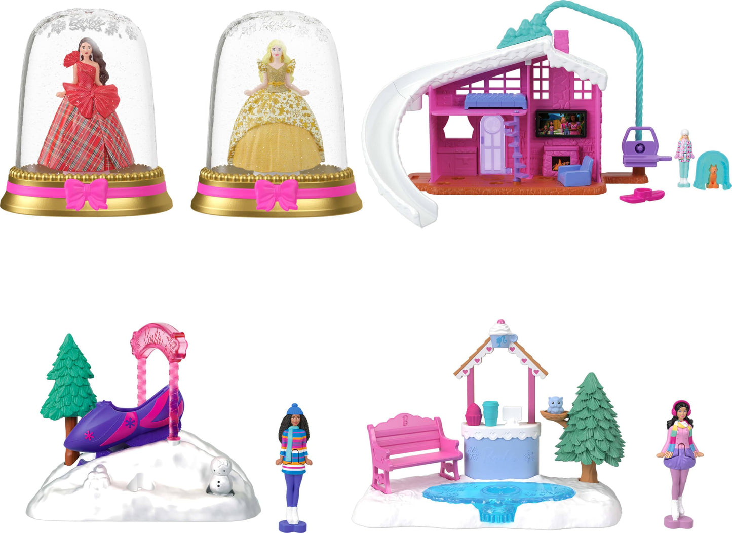 Barbie Mini BarbieLand Bundle Including 2 Holiday Dolls, 3 Snow Playsets, 3 Other 1.5-inch Dolls