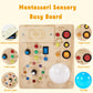 IRUPEN Montessori Busy Board for Toddlers 1-3 Year Old, Sensory Activity Toys for Baby Aged 1 2 3 Years Old with LED Light Switches, Wooden Travel