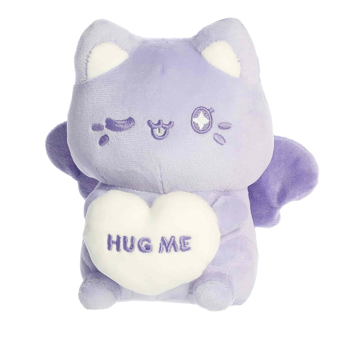 Aurora Enchanting Tasty Peach HUG ME Candy Heart Meowchi Stuffed Animal - Fun Seasonal Plush For Kids and Adult Collectors - Perfect for Decorating