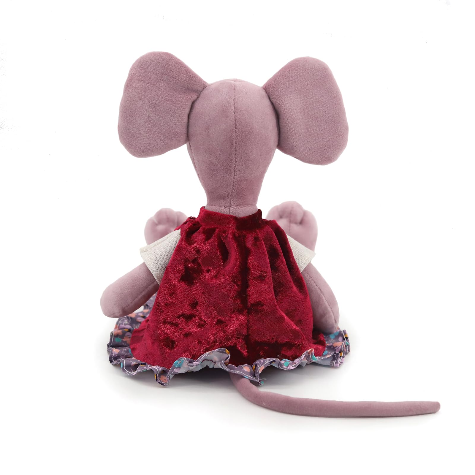 JamieCare 12'' Lovely Birthday Ballet Mouse Plush Toy Doll, Soft Stuffed Animals Cute for Toddler Boys and Girls, Red Dress and Clothes are Removable