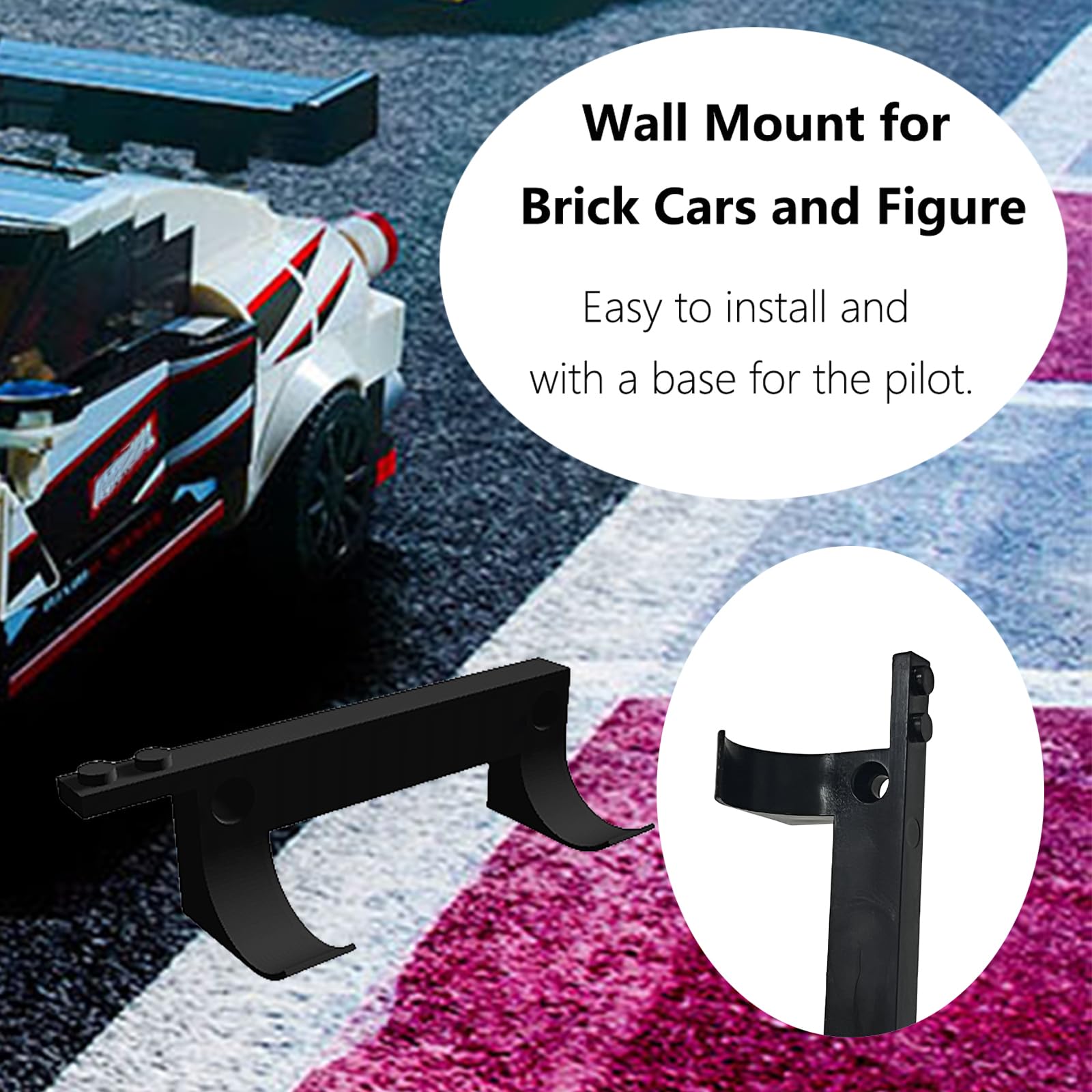 TEYOUYI 24PCS Wall Mount for Any Lego Speed Champions Sets Wall Bracket for Lego Speed of Champions with a Base for The Pilot,Wall Mount for Brick