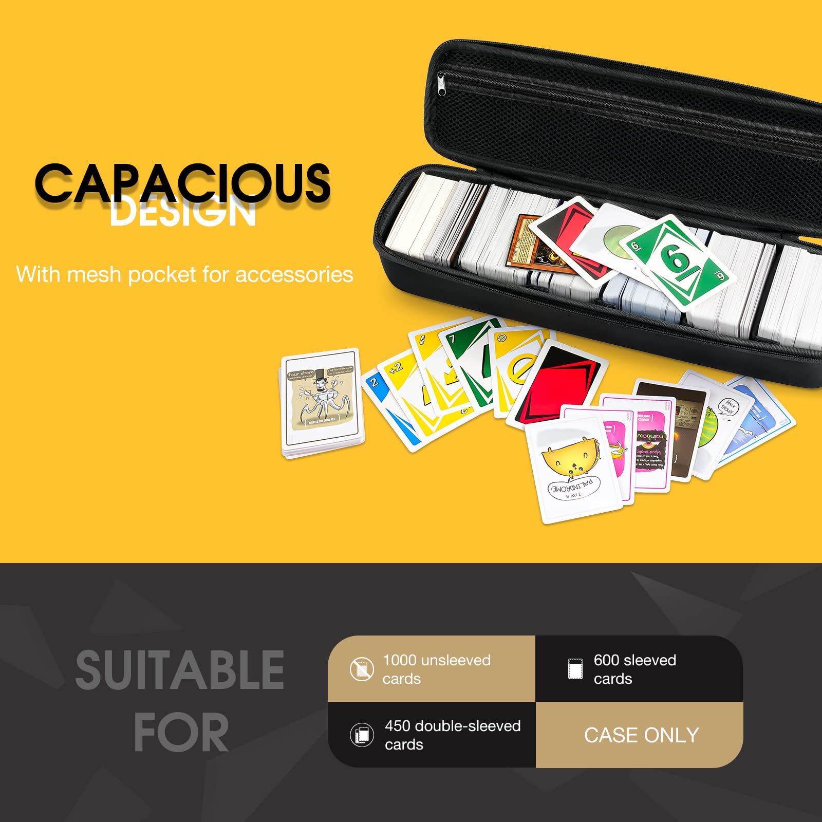 ProCase Trading Card Storage Case with 5 Dividers, Carrying Case Store 1200 Cards Durable Playing Card Game Travel Box Top Loader for MTG, Cards