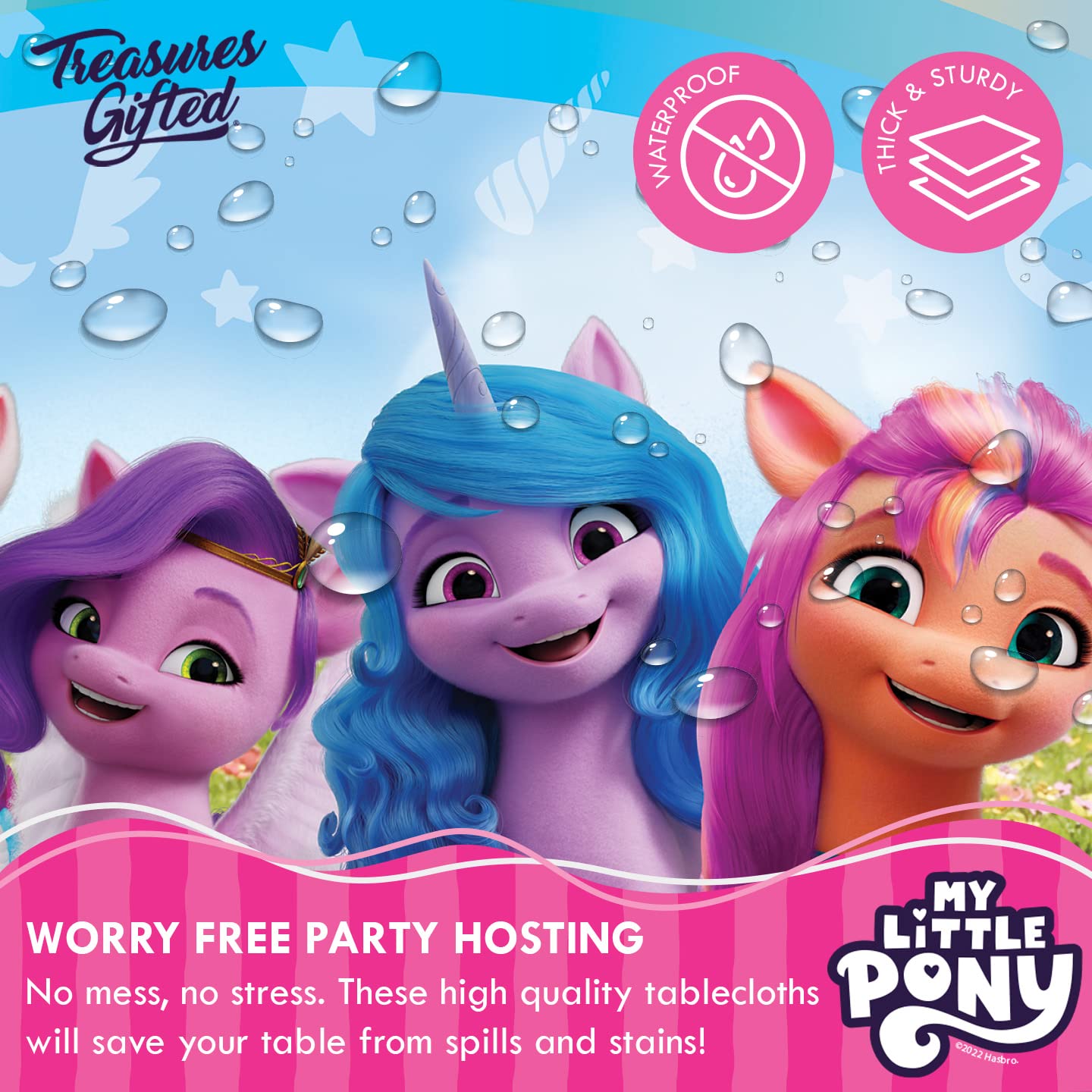Treasures Gifted Officially Licensed My Little Pony Birthday Party Supplies - Pack of 3 Tablecloth 54in x 108in - My Little Pony Party Decorations