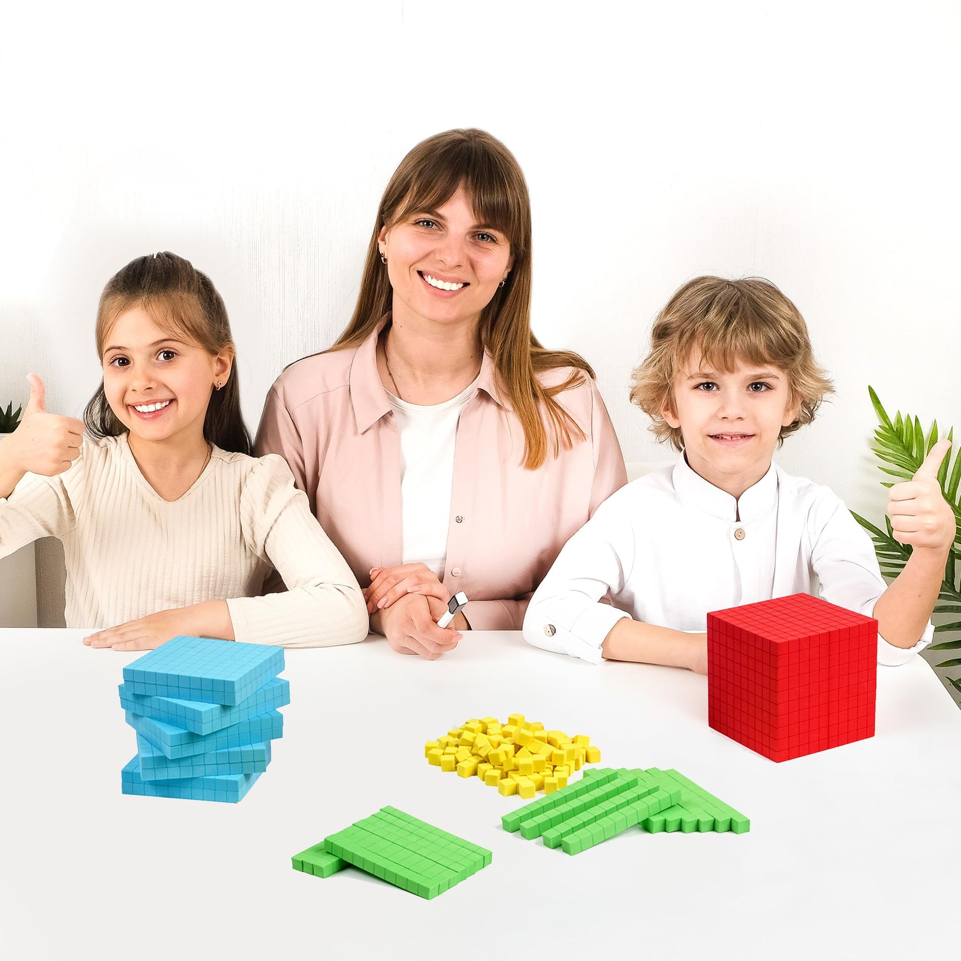 Simply magic 131 PCS Foam Base Ten Blocks for Math - Place Value Blocks, Base 10 Math Manipulatives K-3, Math Counters, Number Blocks, Math Cubes