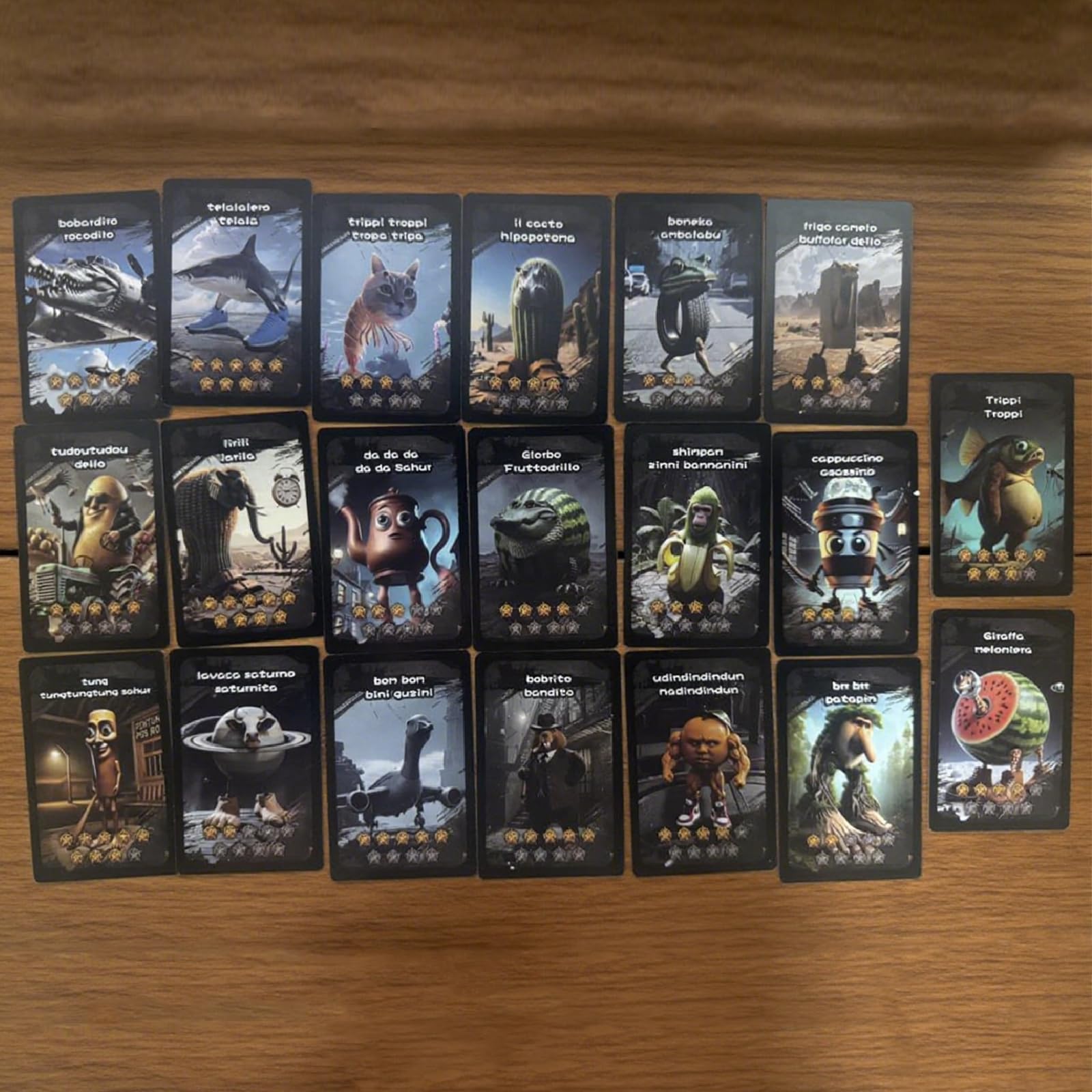 Xcvwj Italian Brainrot Cards Collection, Tralalero Tralala and Tung Tung Tung Sahur Cards Collection, 20 PCS No Duplicates