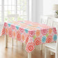 Newbridge 52 x 70 Inch Rectangle Patriotic Vinyl Tablecloth - Flannel Backed Fireworks Table Cover, Turquoise Orange Pink Green, July 4th and Memorial