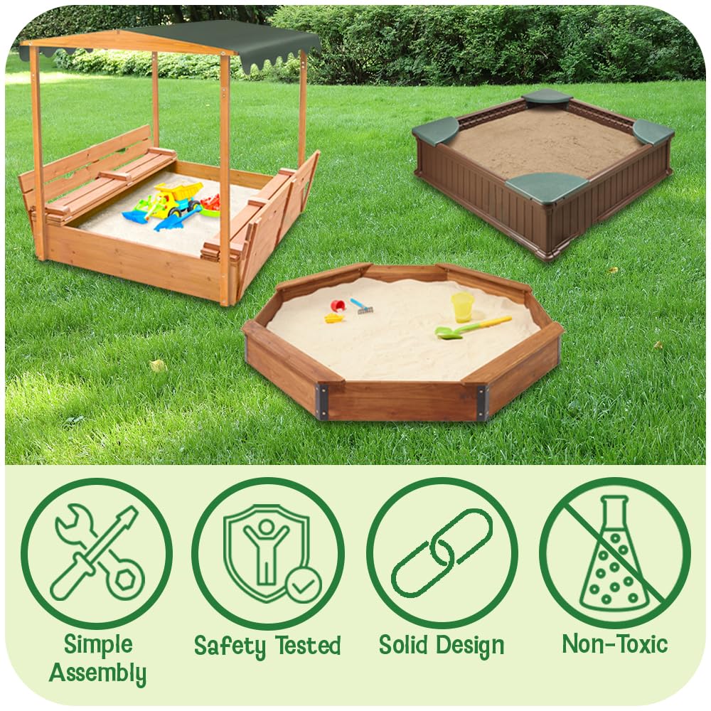 Badger Basket 2-in-1 Sandbox & Garden Planter with Cover - Brown/Green