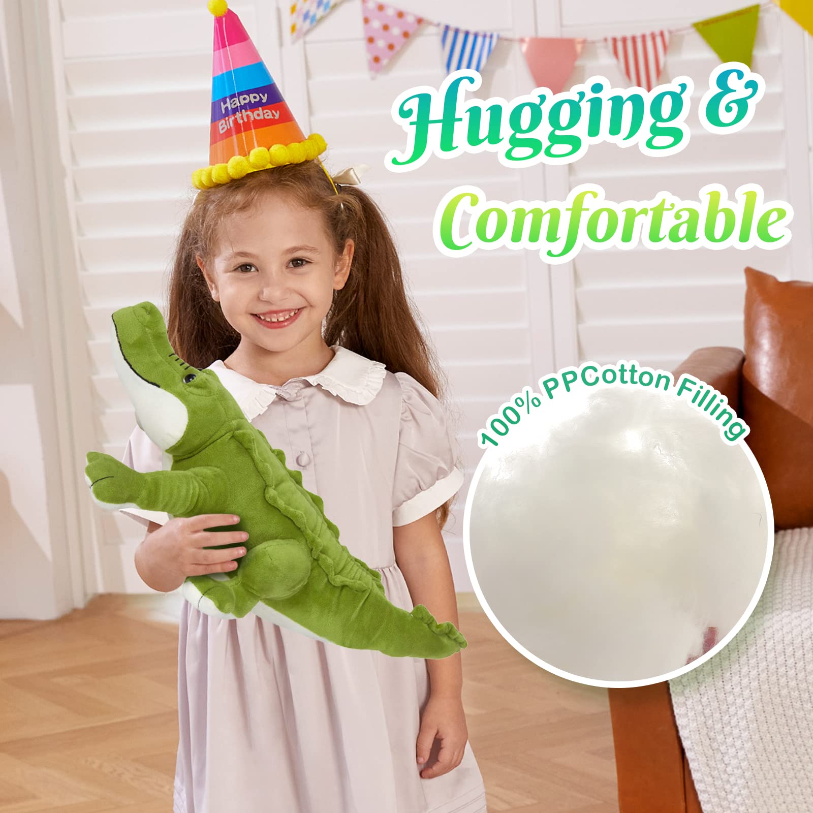 Athoinsu Cute Alligator Stuffed Animal Hugging Soft Realistic Crocodile Plush Toy Pillow Birthday Children's Day Christmas for Toddler Kids Boys