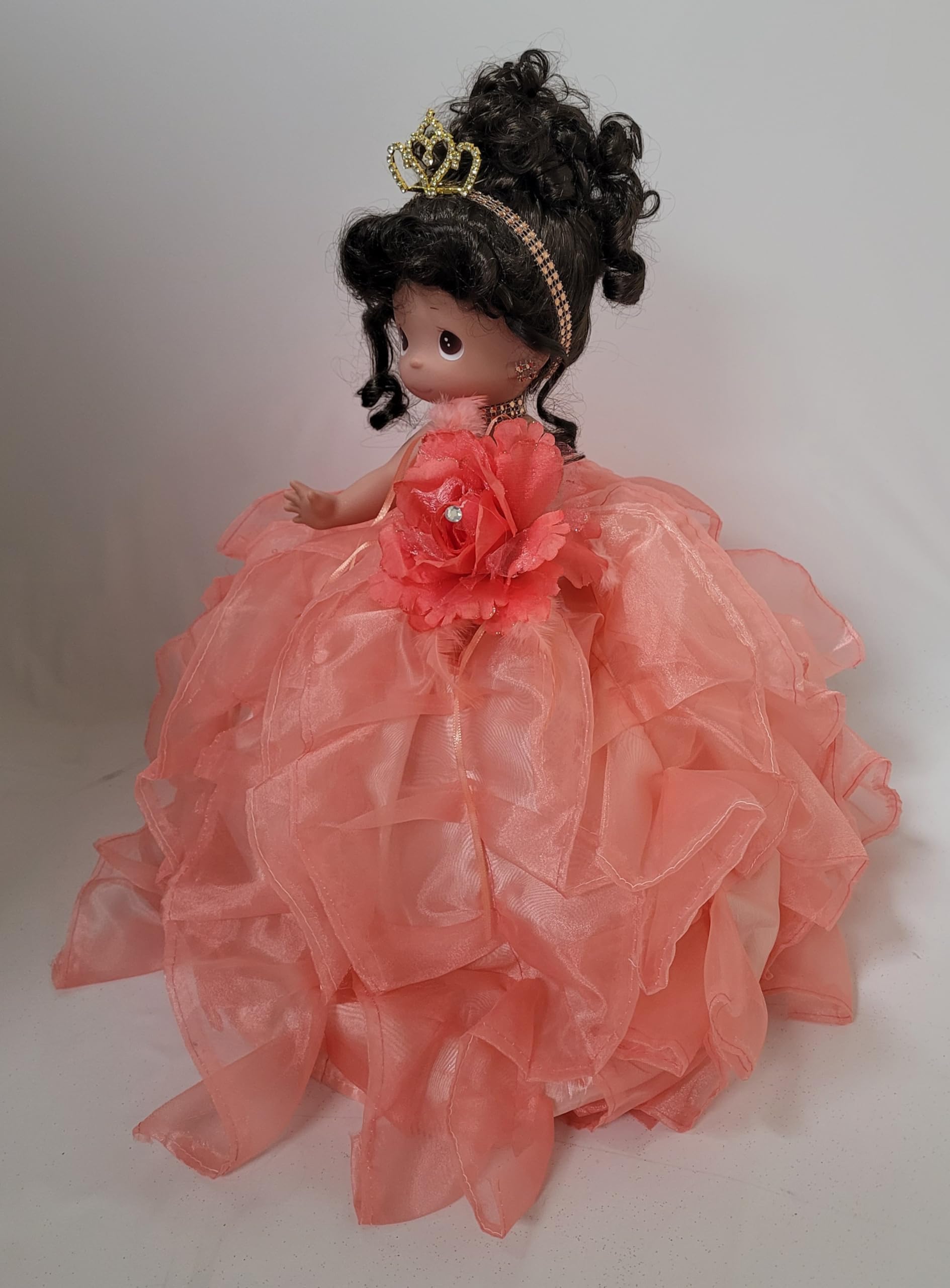 KINNEX COLLECTIONS SINCE 1997 17" Quinceañera Centerpiece Doll - Ruffled Gown, Mis Quince Años Table Decoration & Keepsake ARC8421-20R (Flamingo)