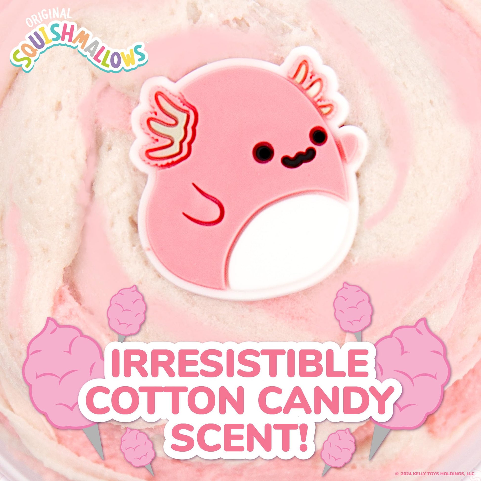 Original Squishmallows Scented Slime Jar, Cotton Candy, Archie the Axolotl