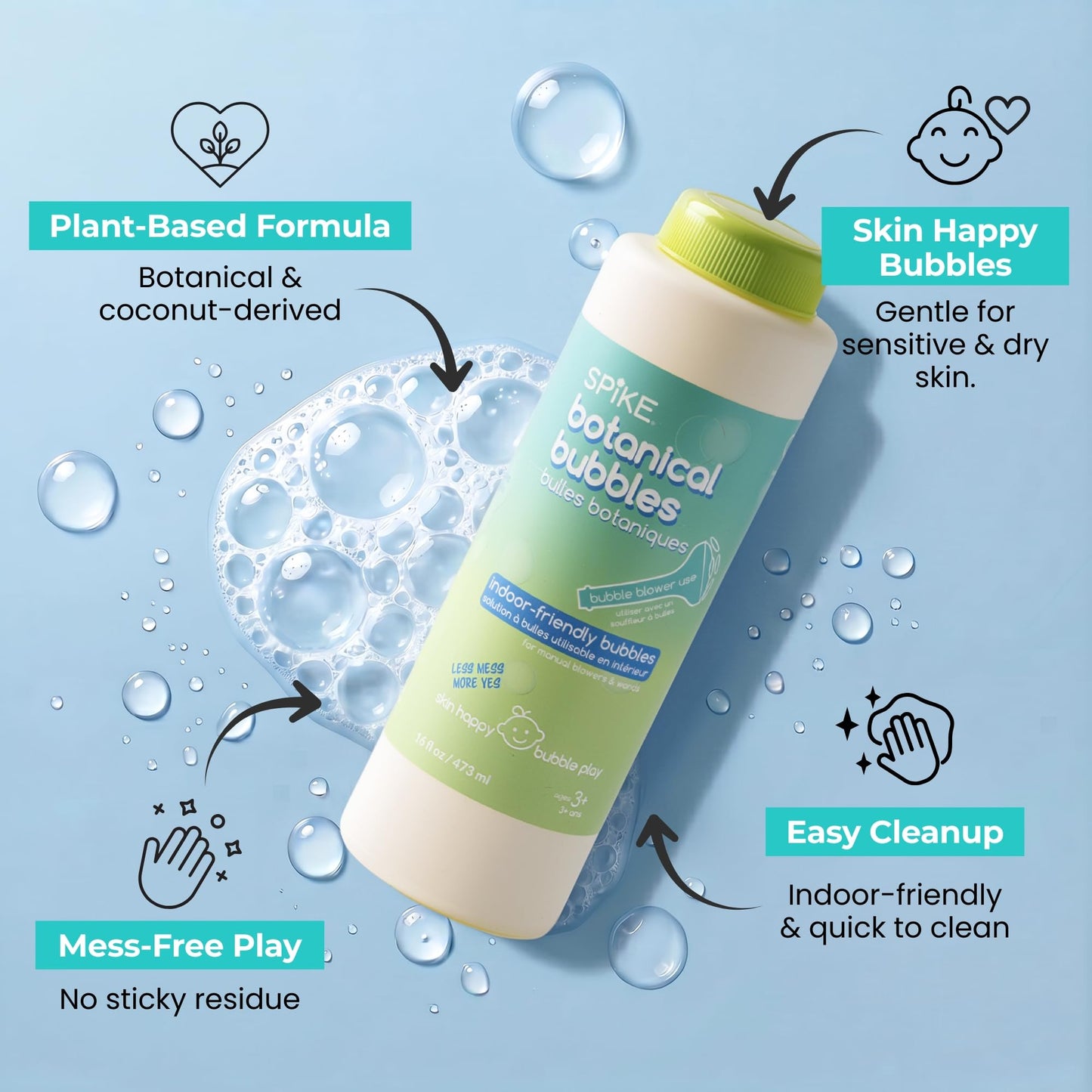 Innobaby Spike Indoor-Friendly Mess Free Botanical Bubble Solution 16 oz
