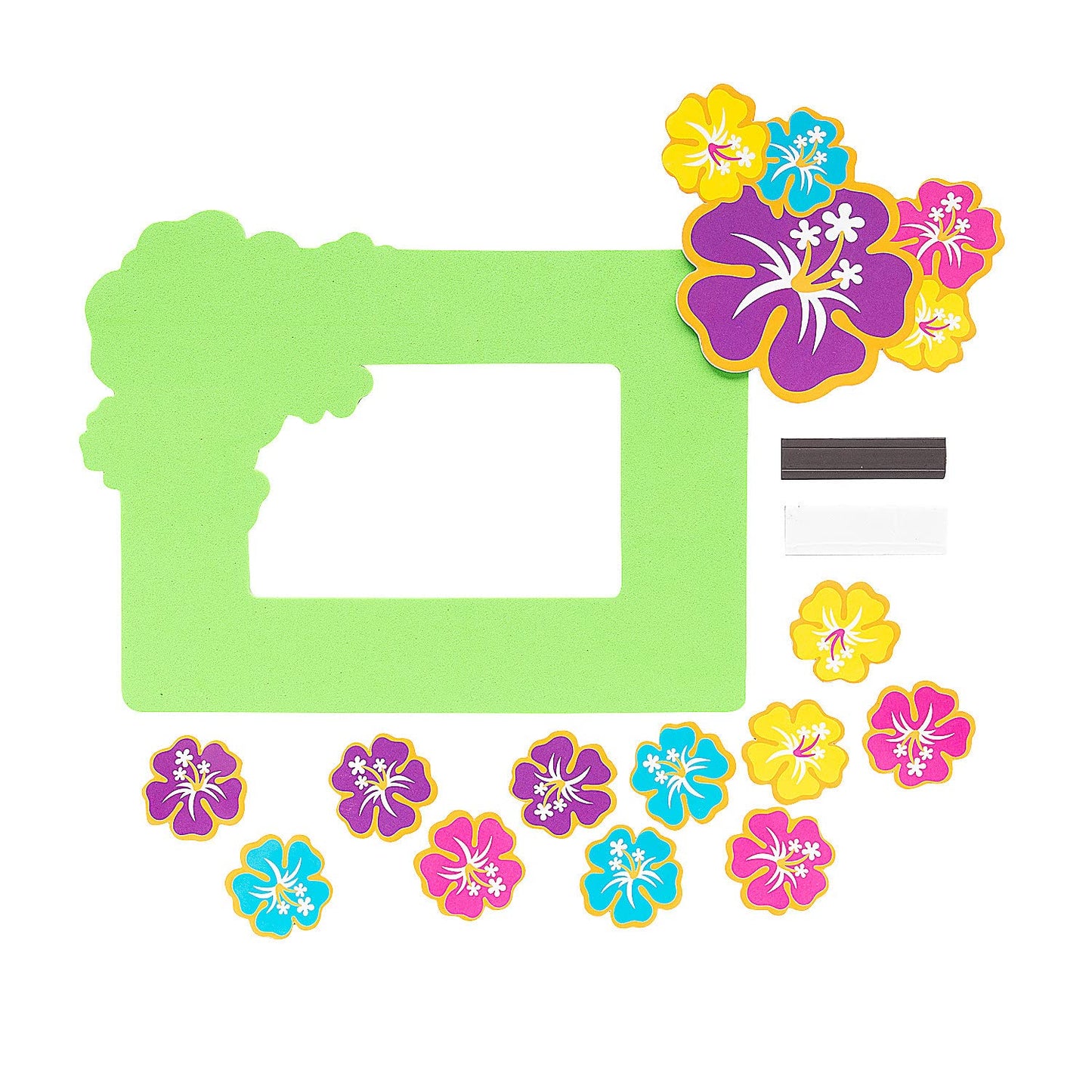 Fun Express Luau Hibiscus Picture Frame Magnet Craft Kit - VBS 2026 Vacation Bible School Supplies/Decor - Makes 12