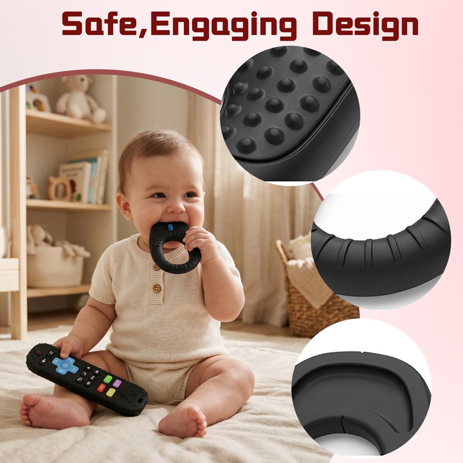 WALULAN 2 Pack Silicone Teething Toys for Babies 6-12 Months, Babys Controller Sensory Teether, Baby Chew Toys for Infant Toddler Girl Boy Gifts