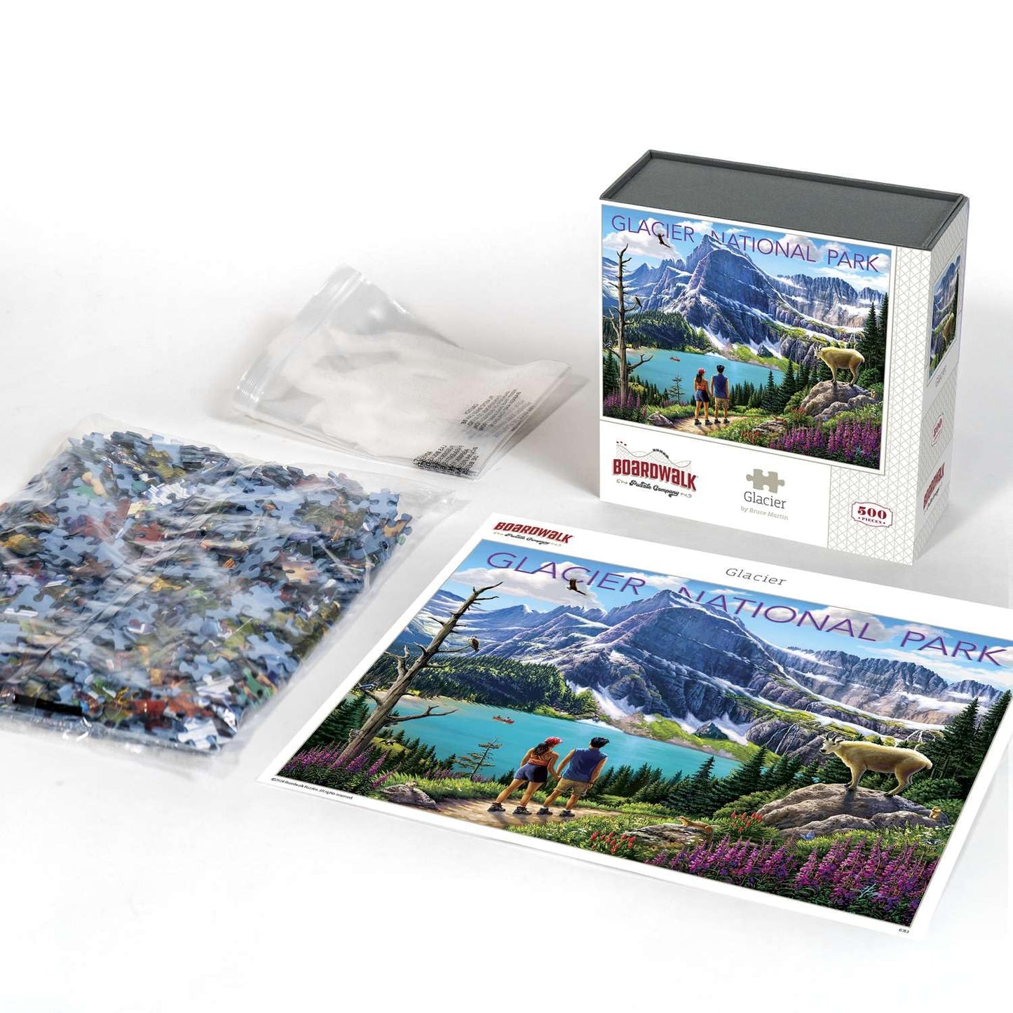 Boardwalk Glacier 500 Piece Jigsaw Puzzle Scenic Wildlife Montana Puzzles with Premium Box, Gift for Adults and Family 16"x20"