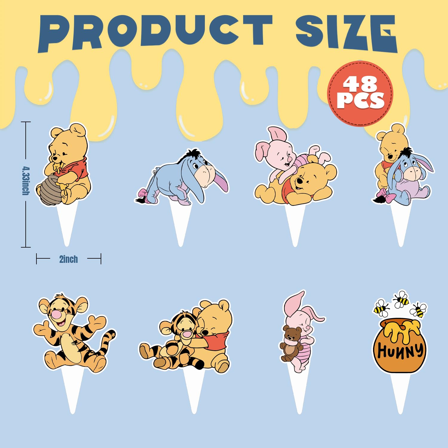 48CS Cute Bear Cupcake Toppers For Birthday Party Cupcake Decorations Baby Shower Supplies