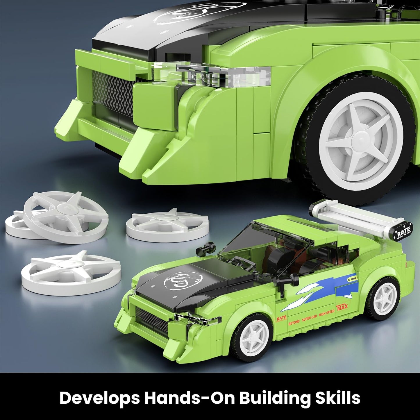 Mould King Super Sports Car Building Set with Display Case, 338 Pcs Model