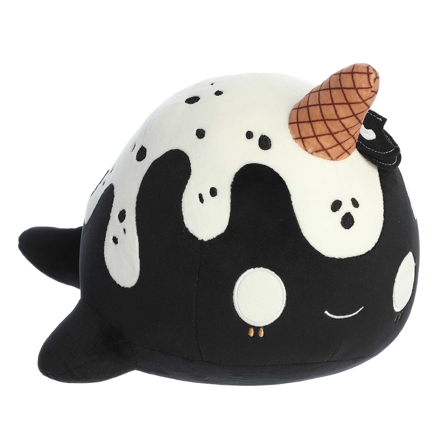 Aurora® Enchanting Tasty Peach® Cookies & Cream Nomwhal Stuffed Animal - Bright & Colorful Design - Showpiece Plush - Black 12.5 Inches